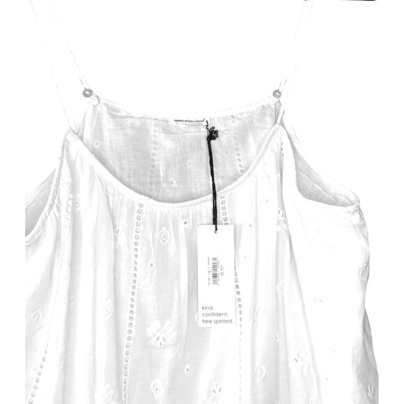 Unsubscribed White Eyelet Drop Waist Sundress Spaghetti Strap Cotton Dress Med - Picture 9 of 16